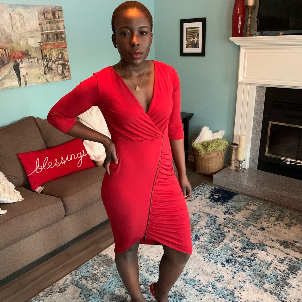 Sexy red dress.